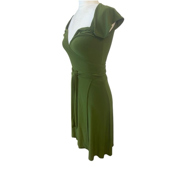 Norma Kamali Womens Green Stretch Wrap Dress - Picture 2 of 6